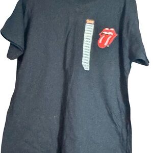 The Rolling Stones Men’s Black Tee with Iconic Tongue Logo